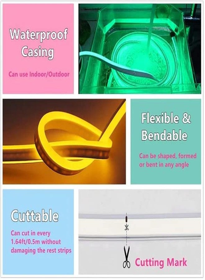 Gesto 16.4Feet Long with 12V Adaptor LED Strip Neon Rope Lights,Flat Silicone Neon Rope Light Flexible Cuttable String, IP65 Waterproof LED Strips for Indoor Outdoor Decoration(Purple) - Image 4